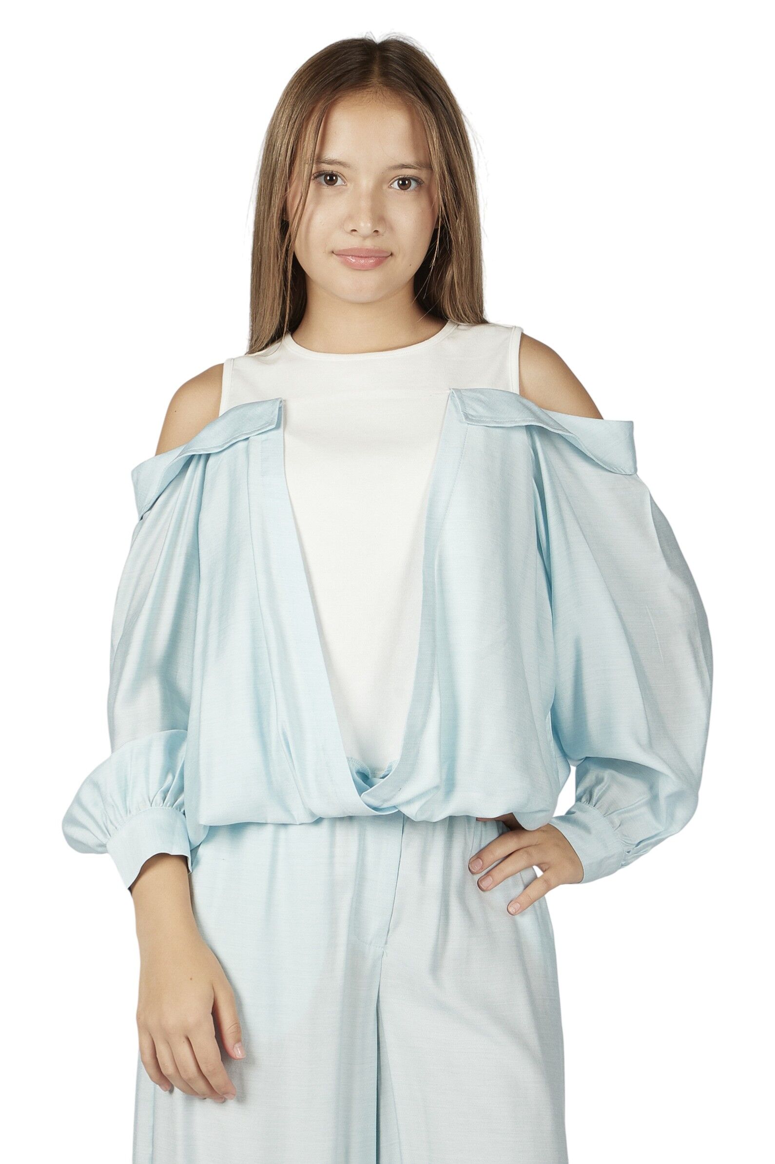 Блуза дев. АРТ.G-SH26089,гол,вис-шер