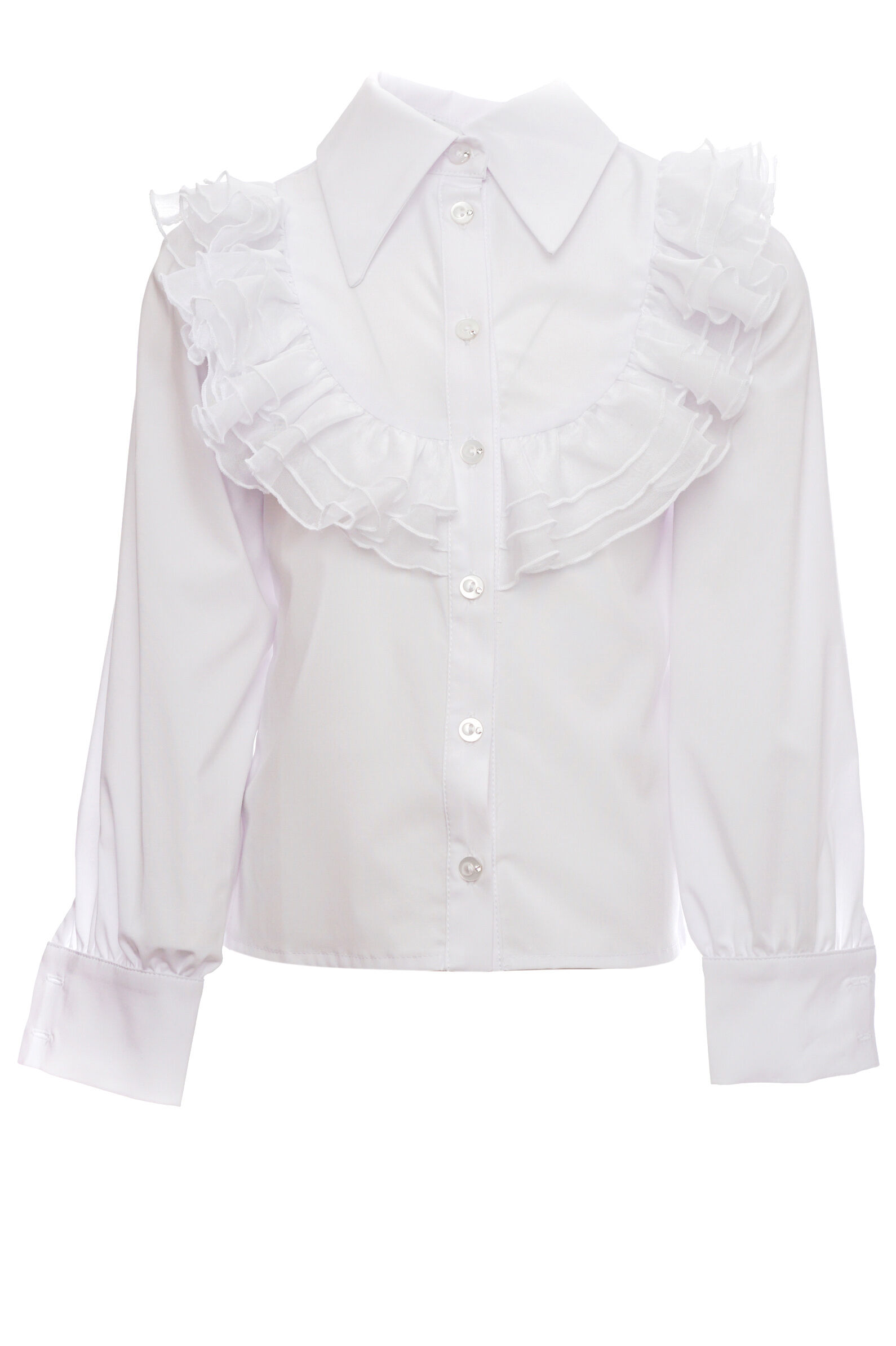 Блуза дев. АРТ.LC24G-BL-21C,бел,хл-пэ-эл