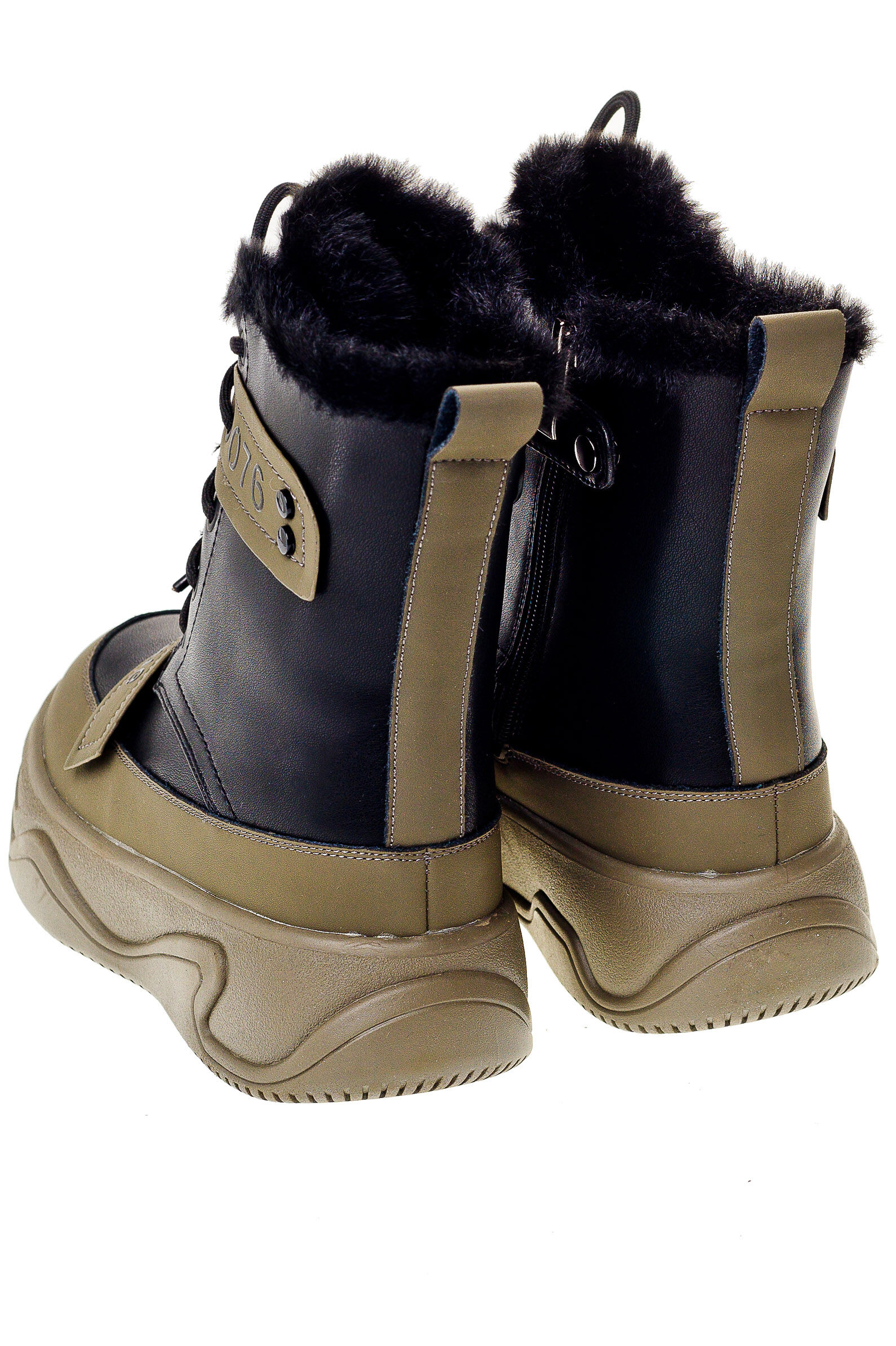 Ботинки дев. АРТ.73-1005,хаки-чер,и.к-н.к/шер