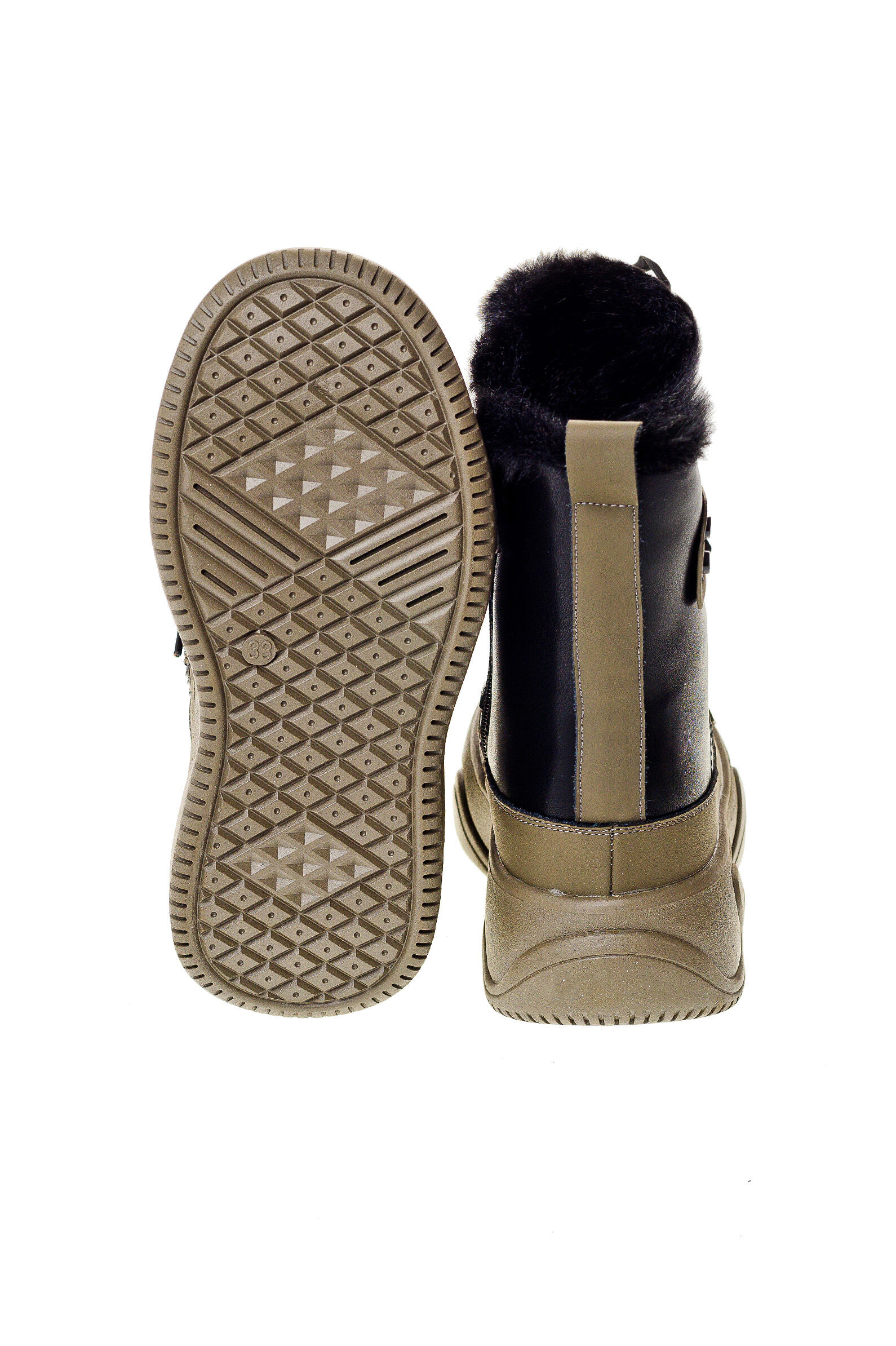 Ботинки дев. АРТ.73-1005,хаки-чер,и.к-н.к/шер