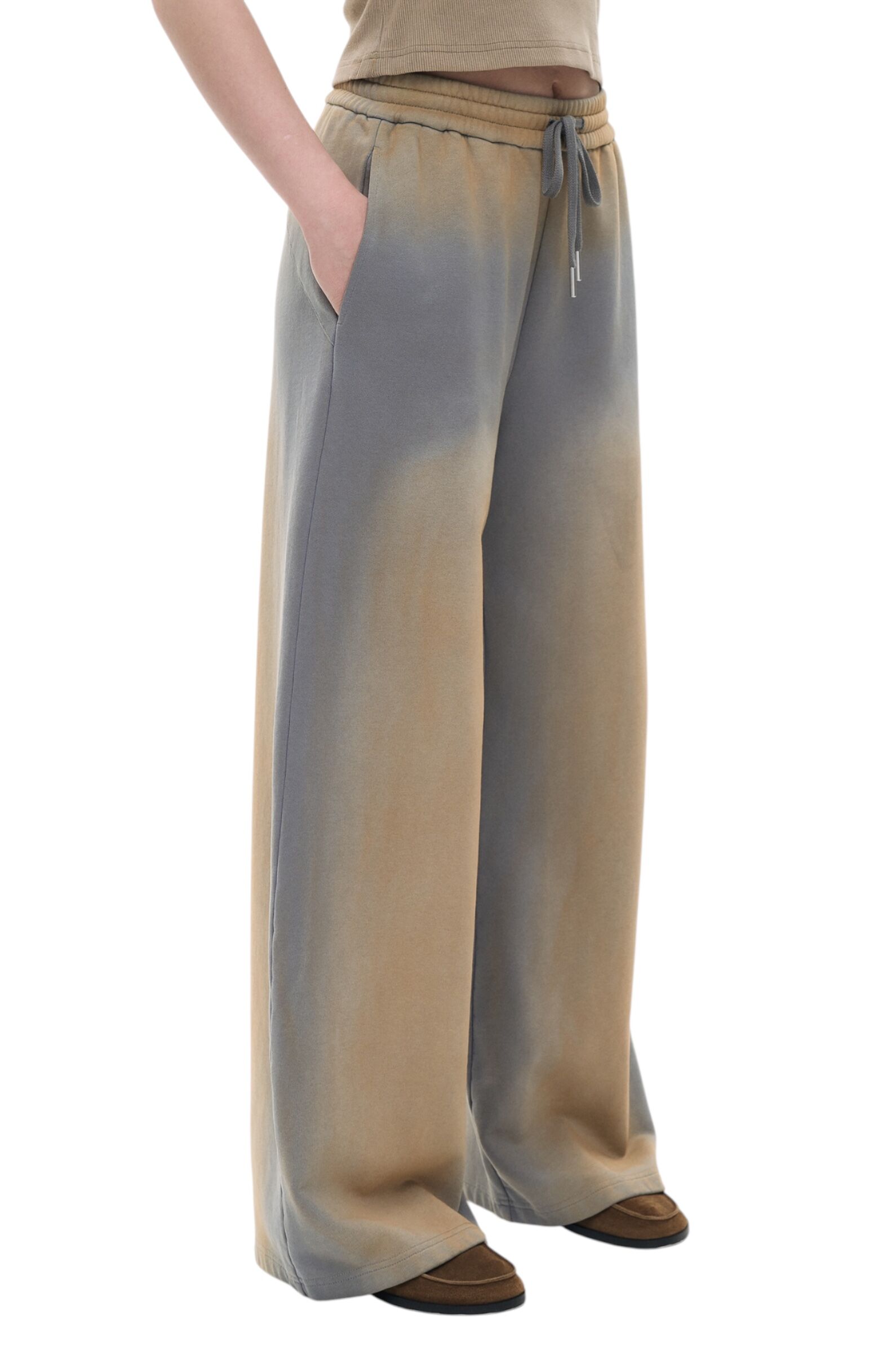 Брюки дев. АРТ.AA237314,сер-беж,хл