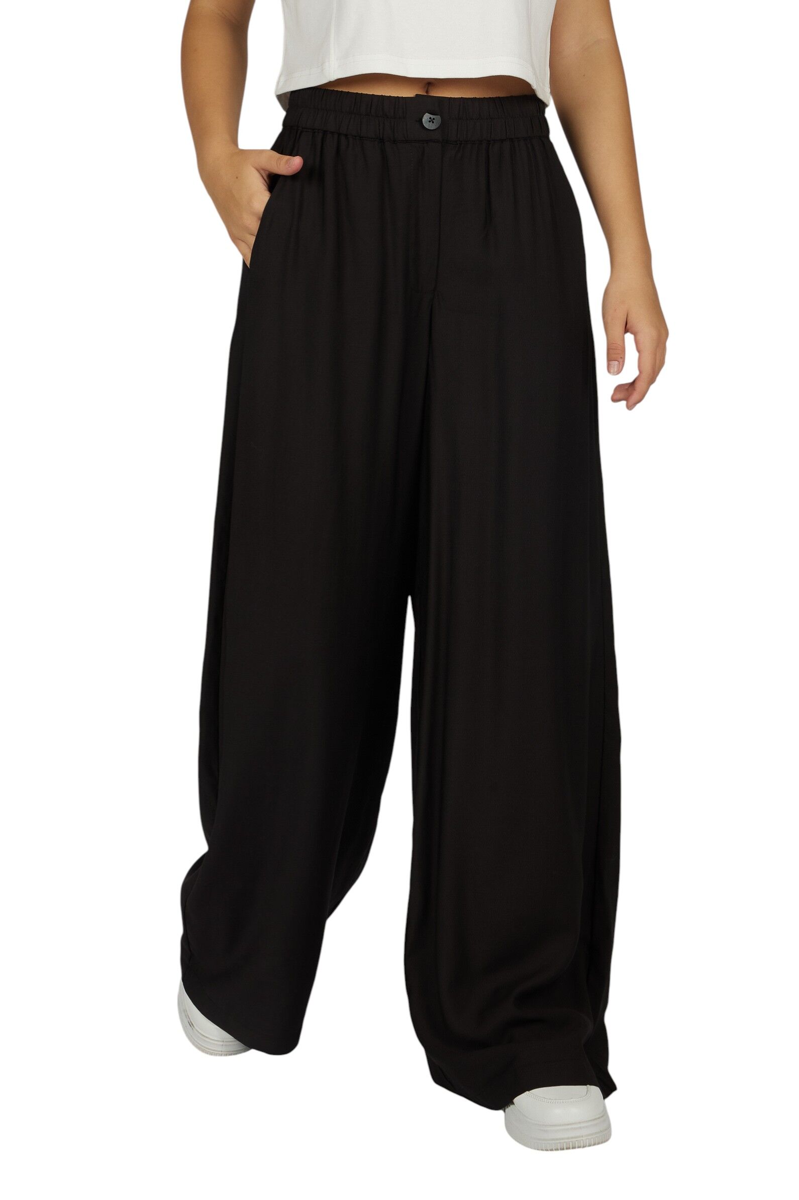 Брюки дев. АРТ.G-TR26090,чер,вис-пэ