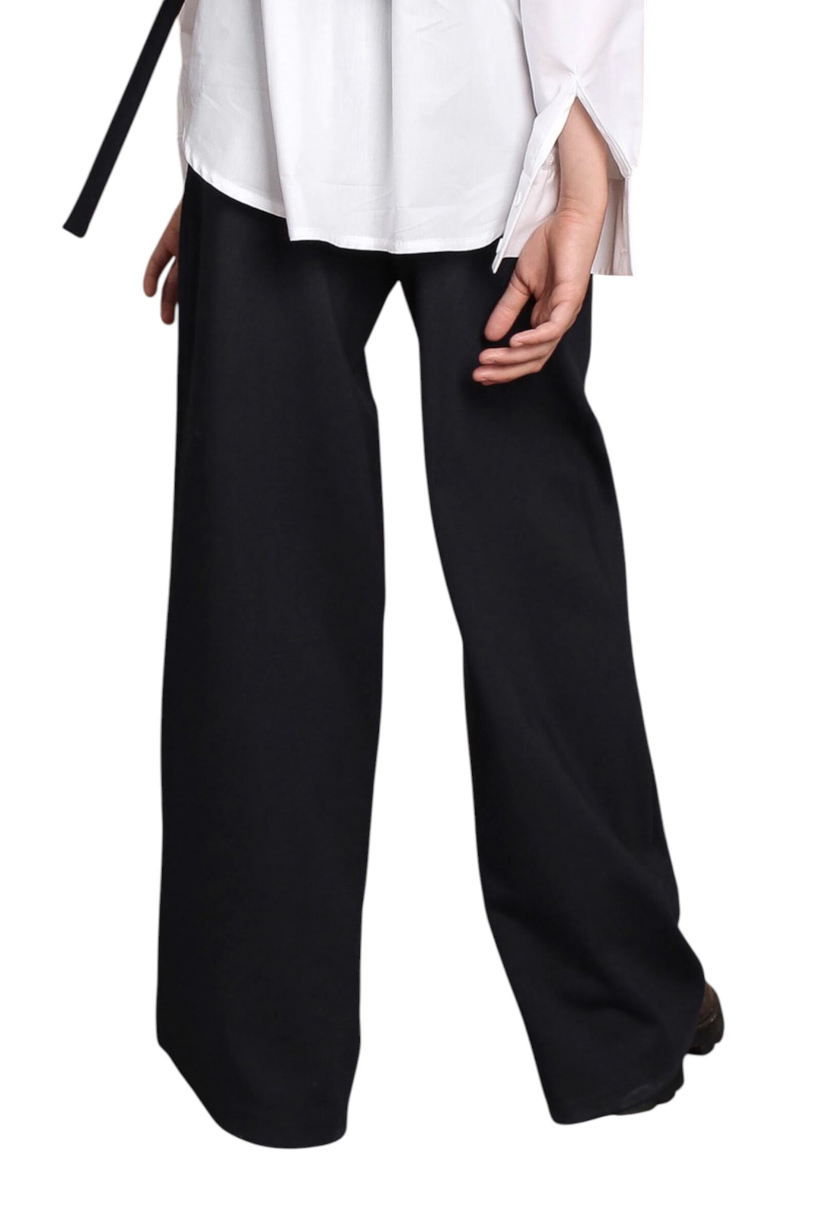 Брюки дев. АРТ.Palazzo,чер,вис-нейл-лайкра