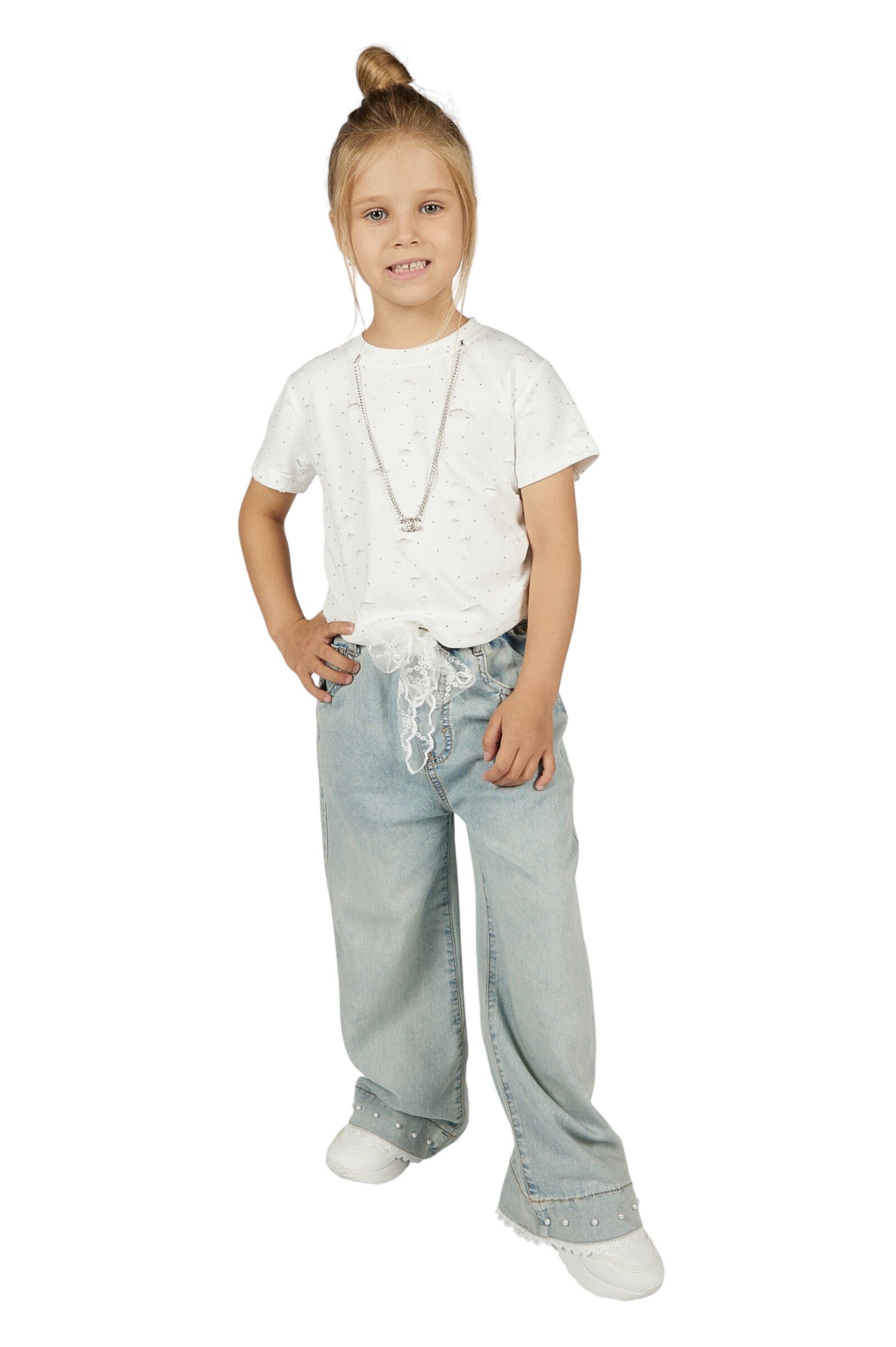 Джинсы дев. АРТ.G-JN26115,син,хл