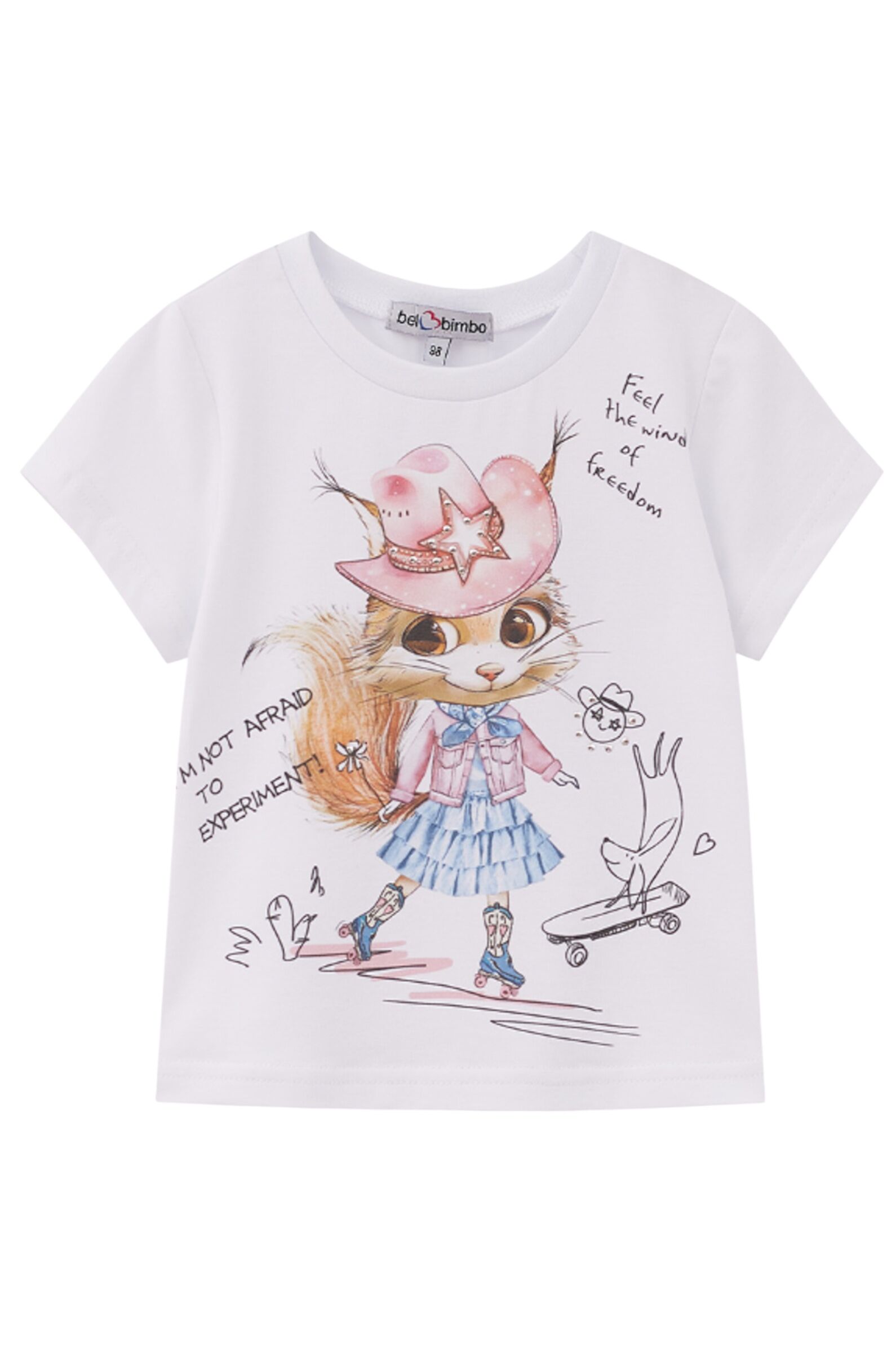 Футболка дев. АРТ.250002,бел-мул,хл-эл