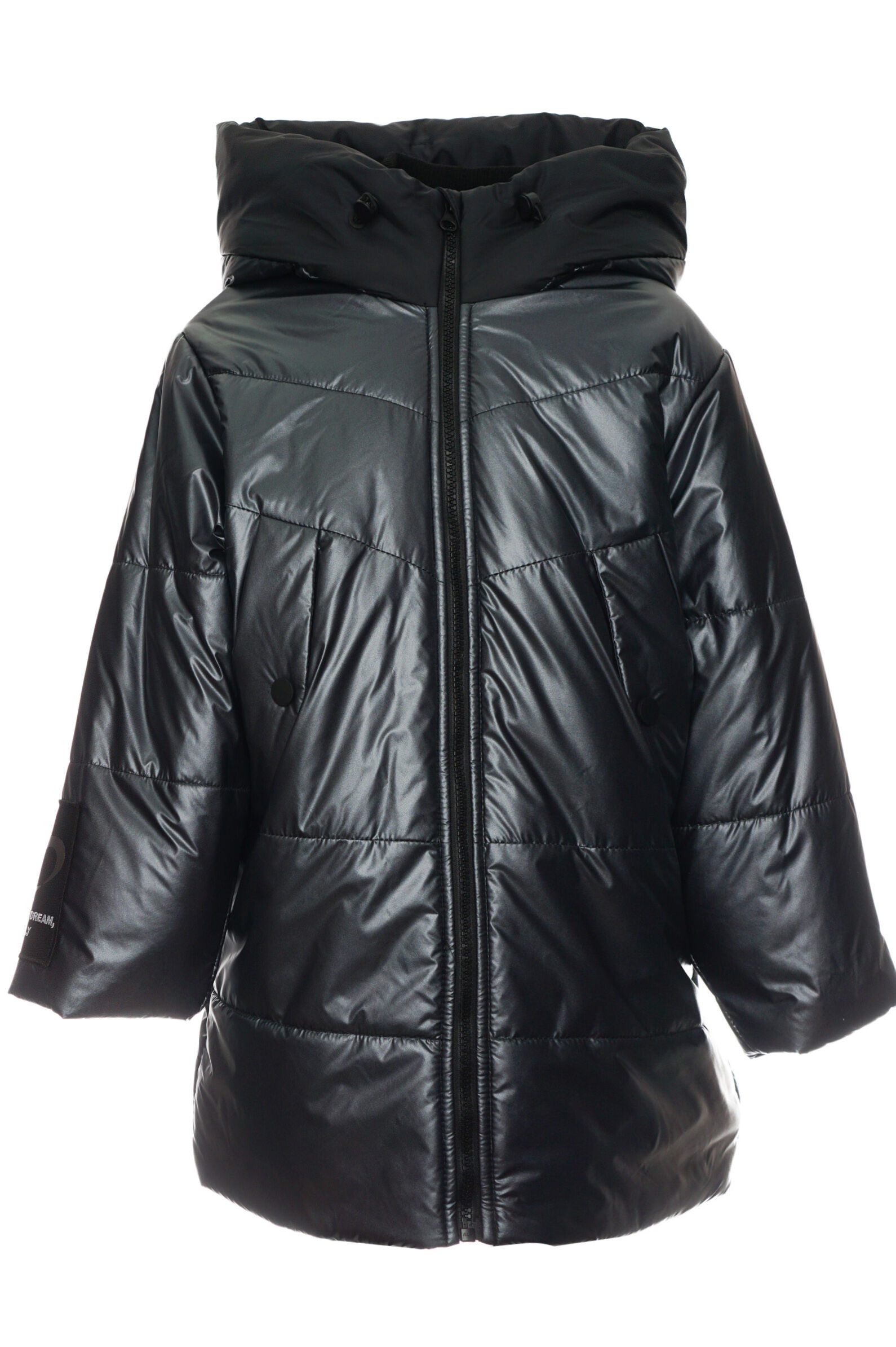 Куртка дев. АРТ.243302,сер-чер,пэ/пэ