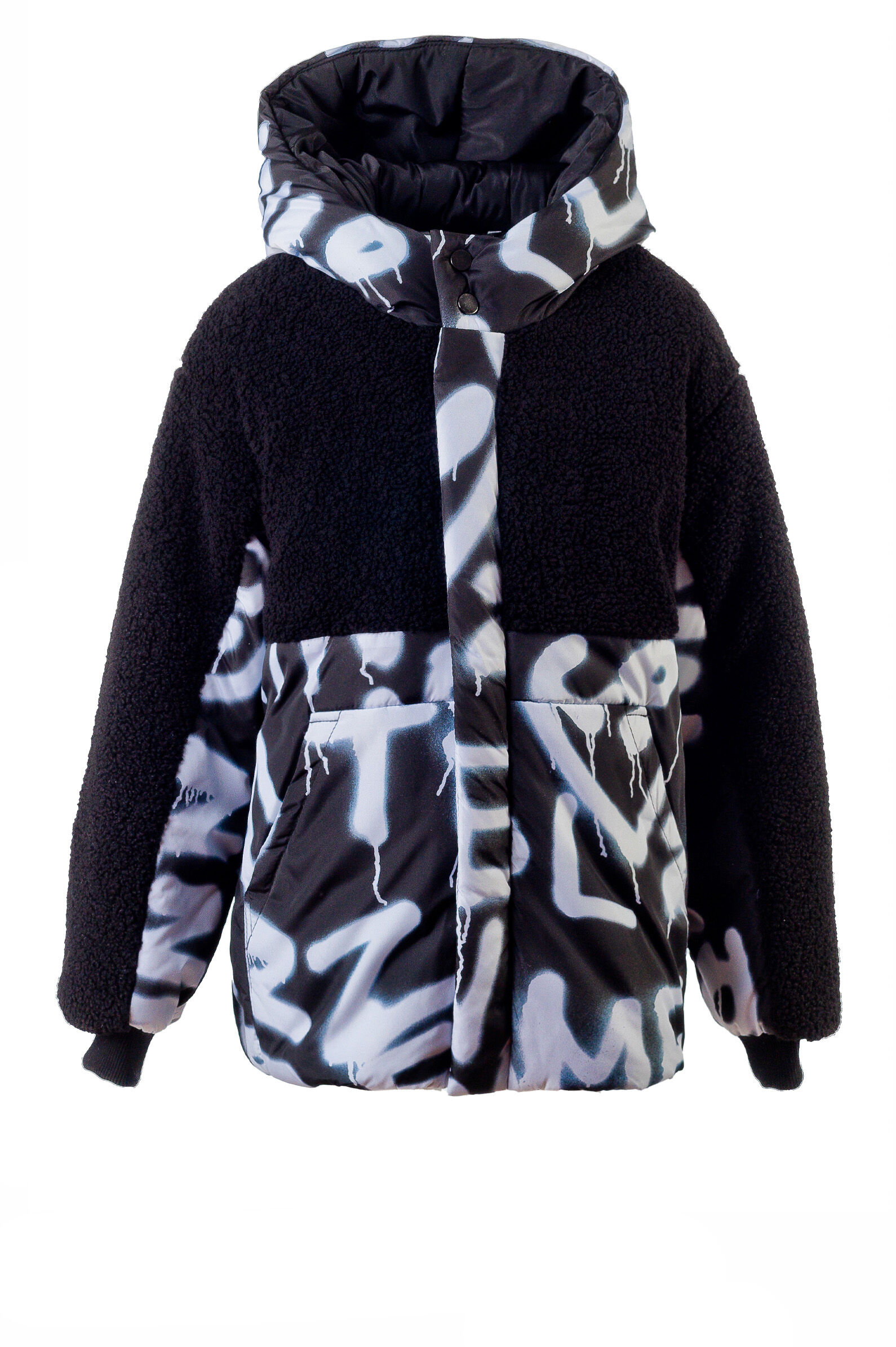 Куртка дев. АРТ.Complen,чер-бел,полиэфир/аляска