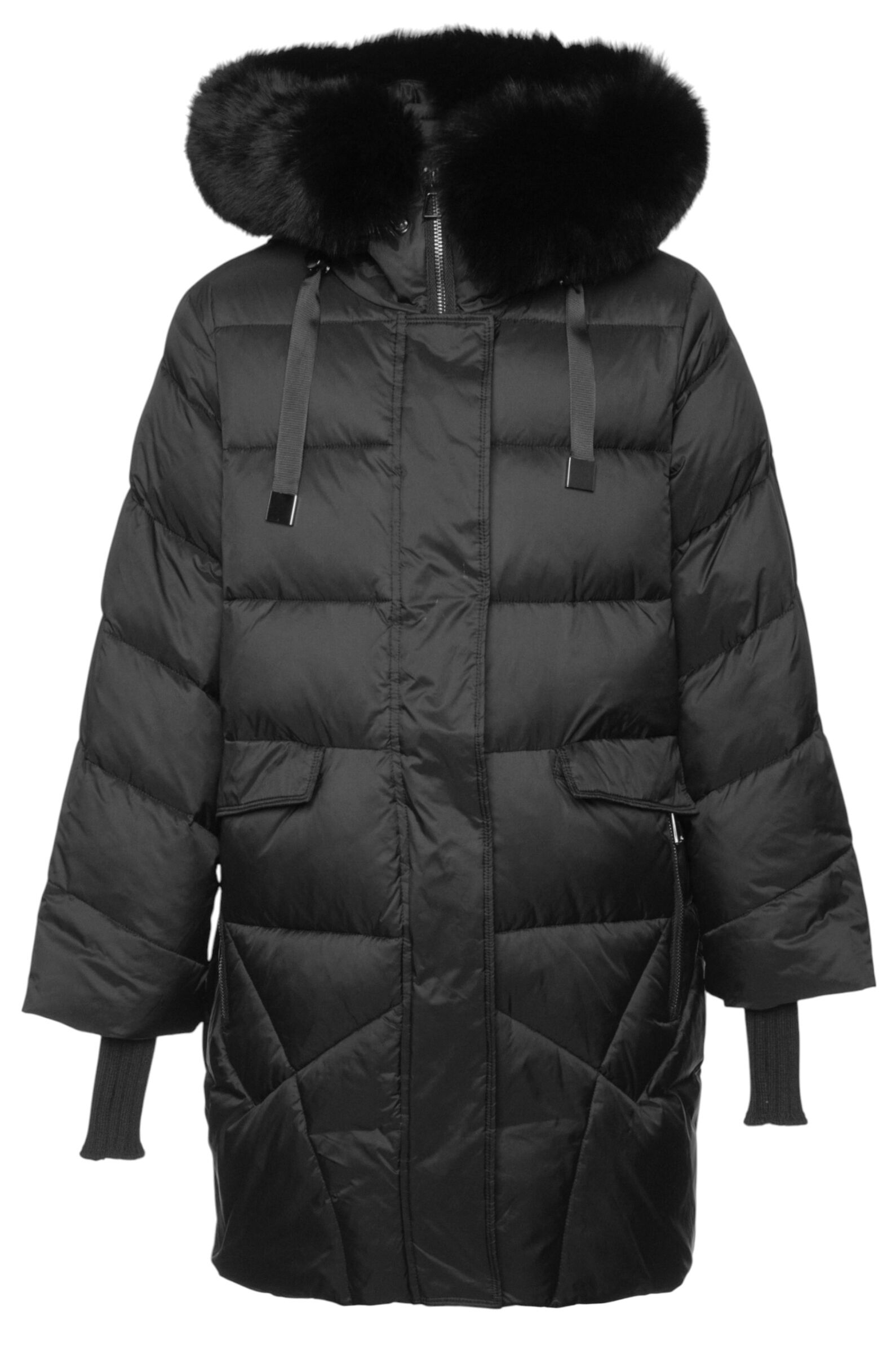 Пальто дев. АРТ.515BS,чер,нейл/пэ/биопух