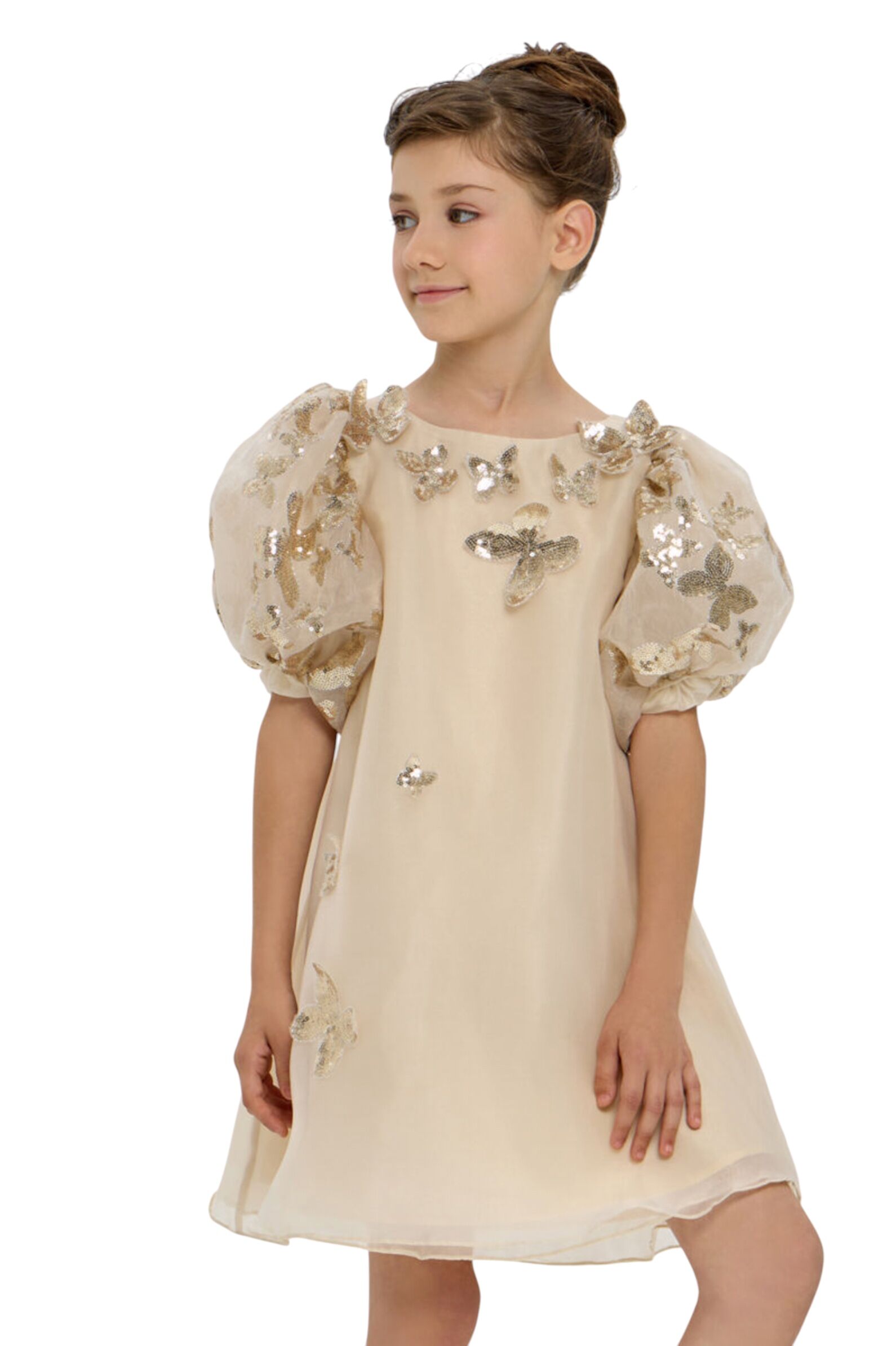 Платье дев. АРТ.1833.43,беж,пэ/хл