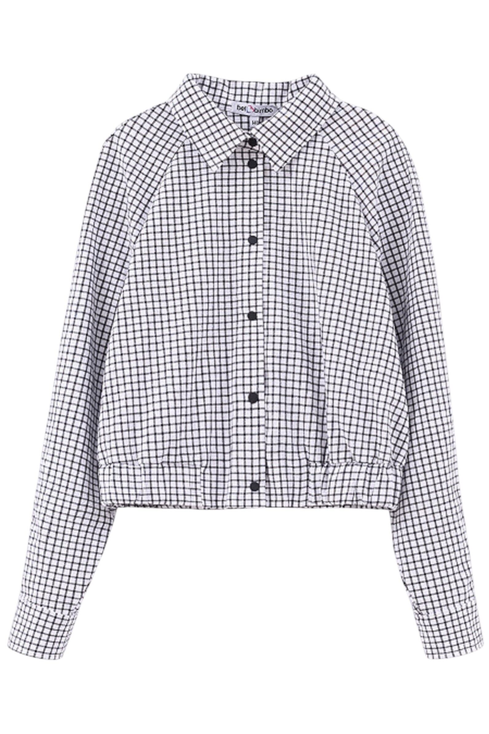 Рубашка дев. АРТ.261117,бел-чер,хл-пэ