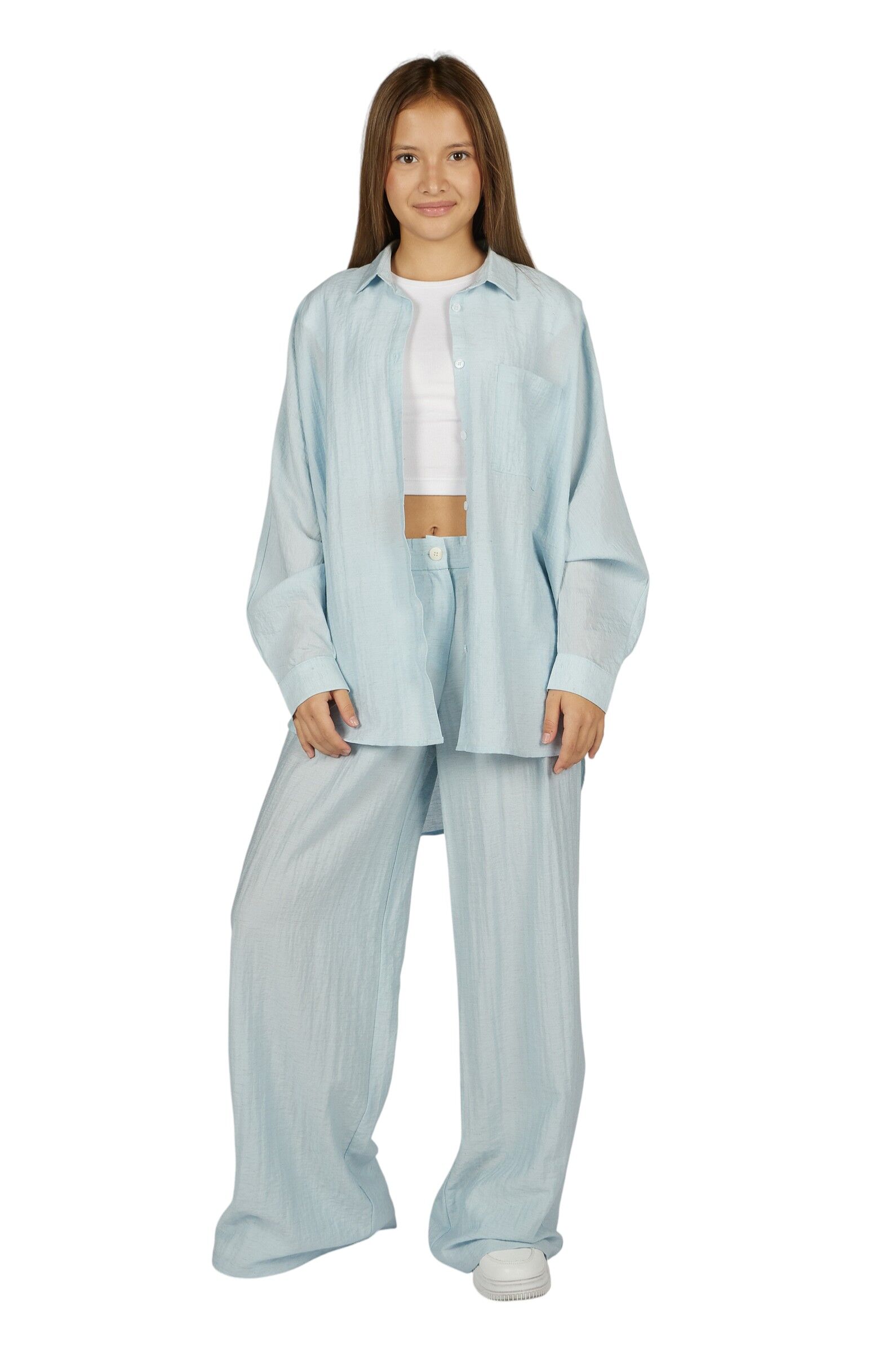 Рубашка дев. АРТ.G-SH26073,гол,тенсель-лён