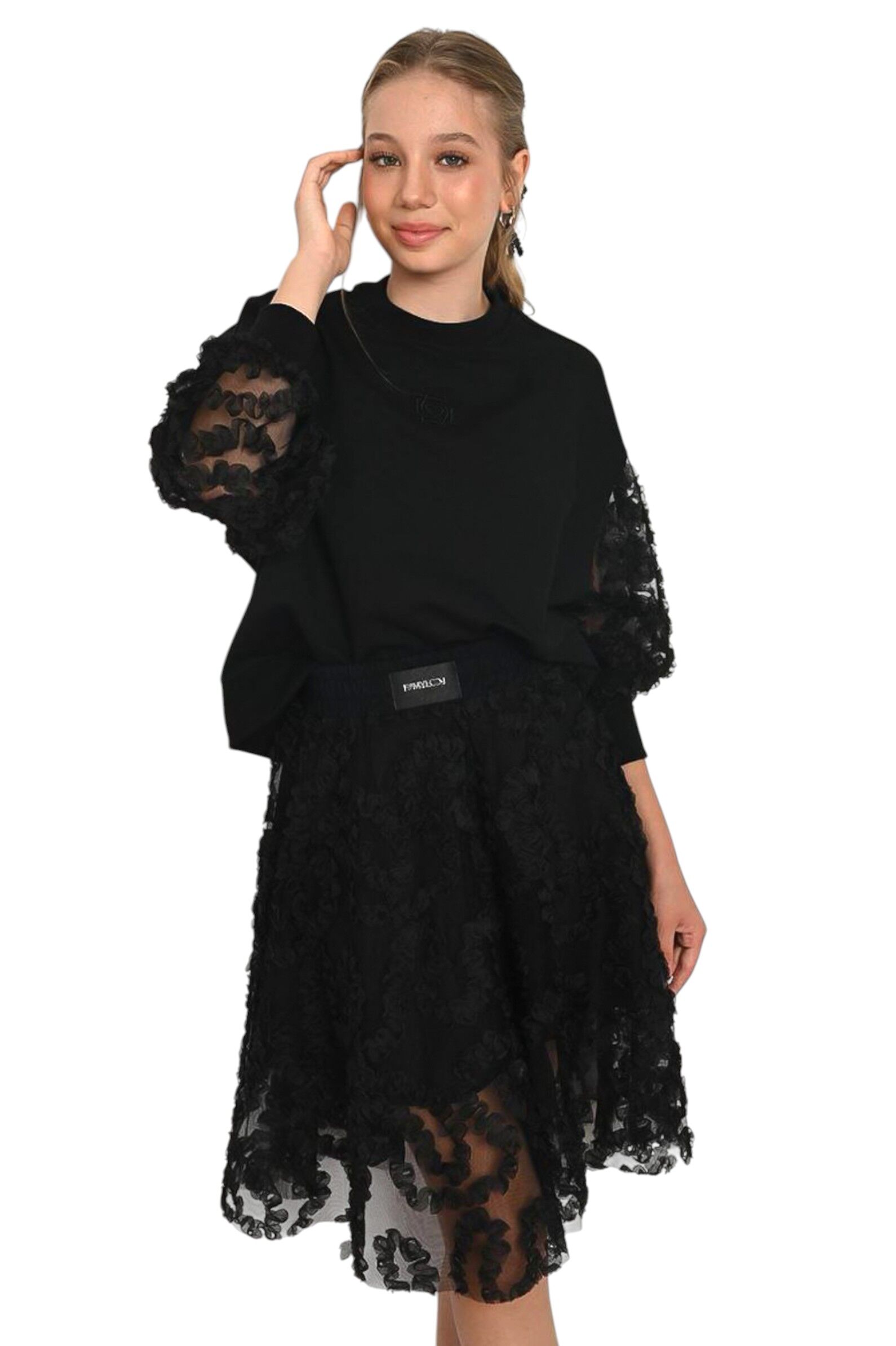 Свитшот дев. АРТ.7965,чер,хл-пэ-лайкра