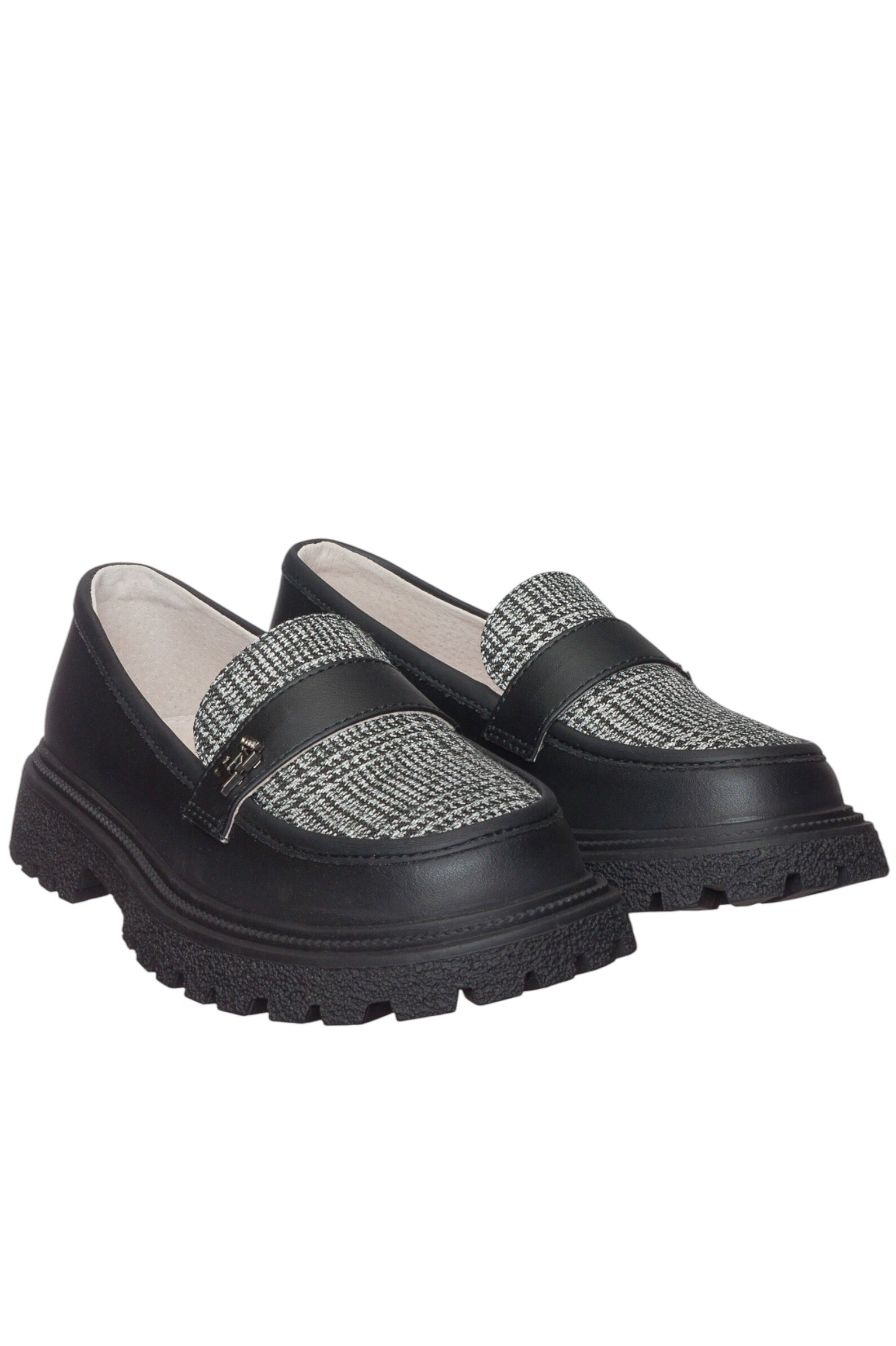 Туфли дев. АРТ.55219301136,чер-сер,н.к/тек/н.к