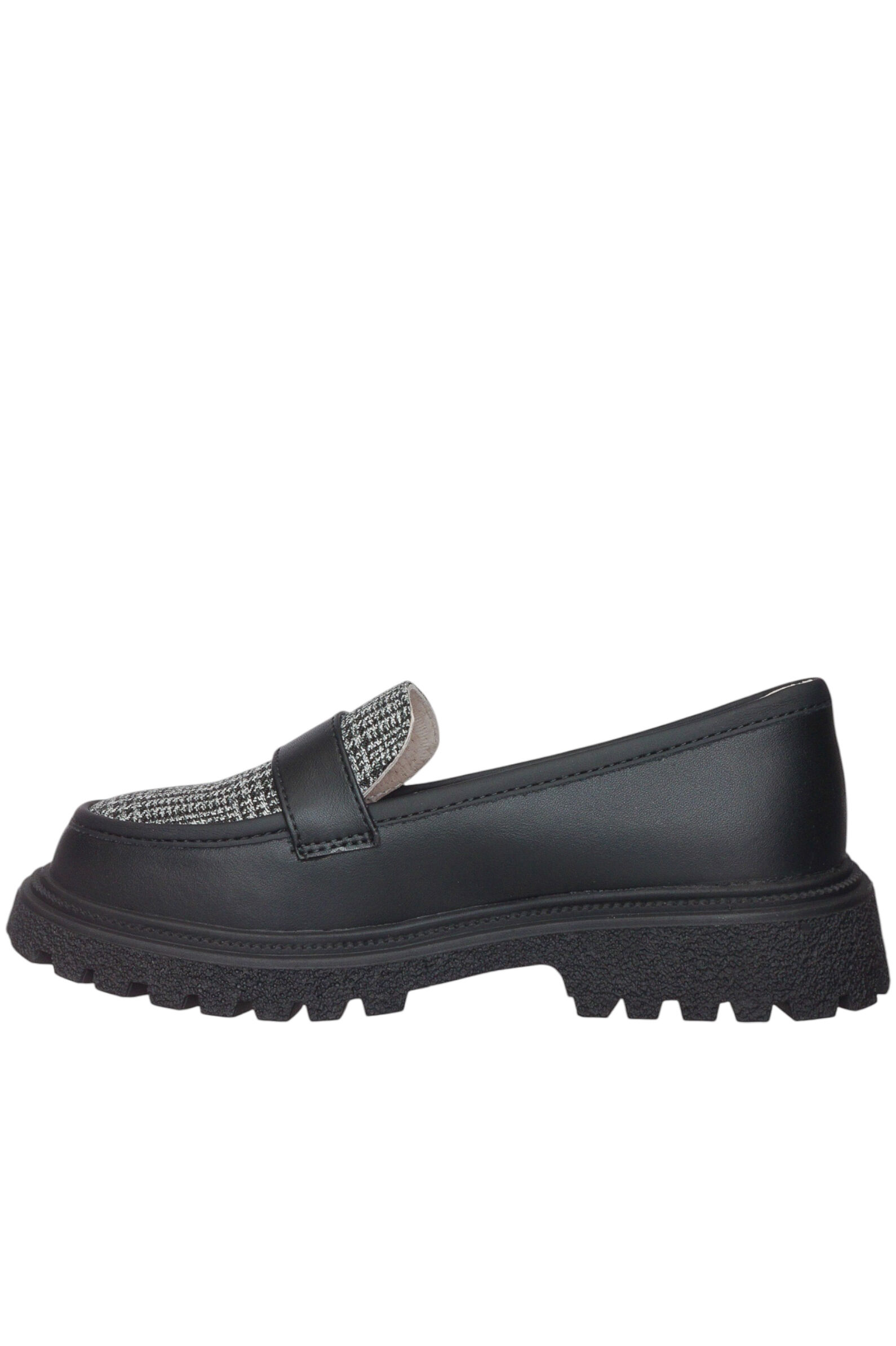 Туфли дев. АРТ.55219301136,чер-сер,н.к/тек/н.к