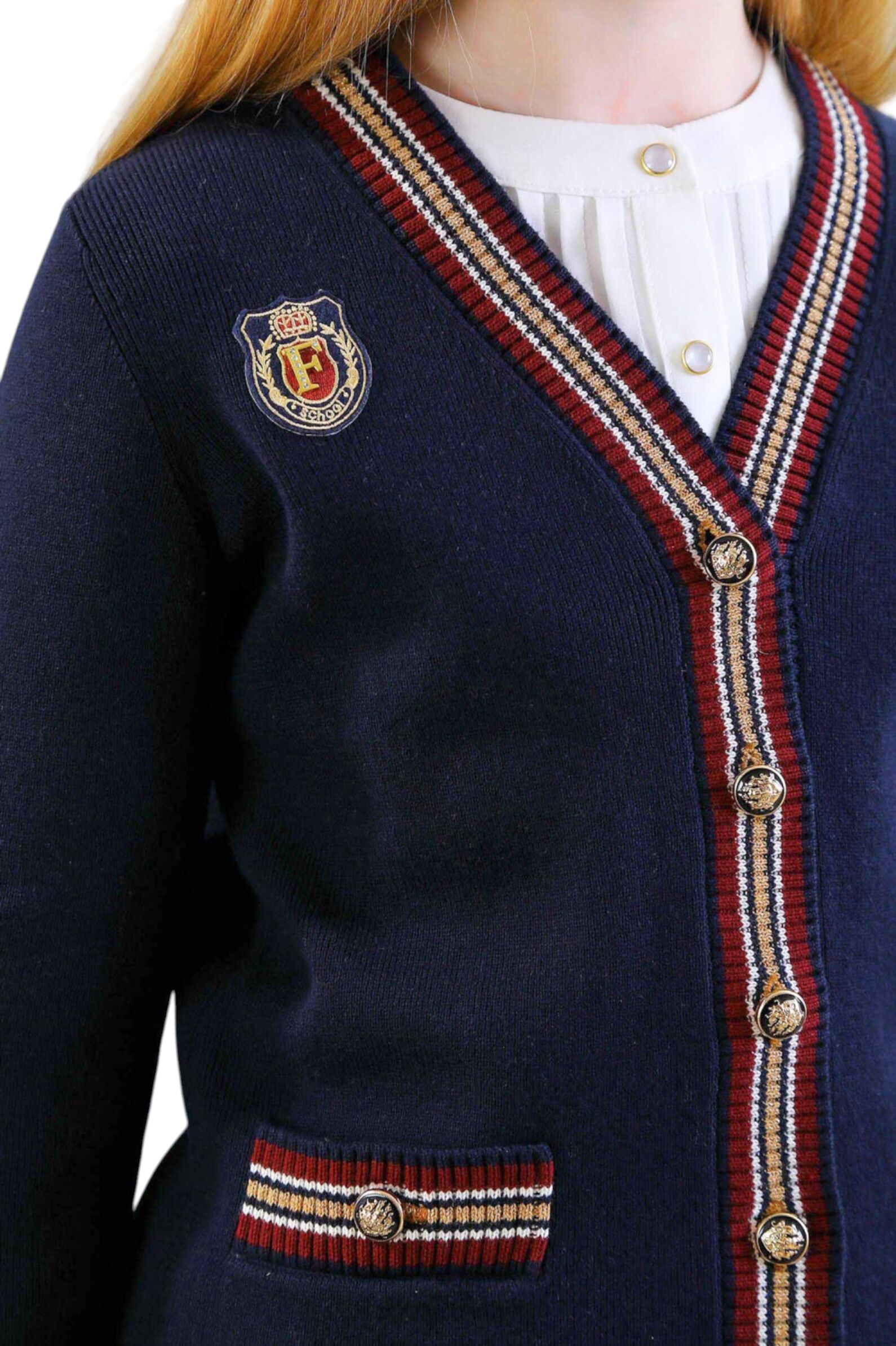 Жакет дев. АРТ.FSL-33201Am-724,син-бордо,хл