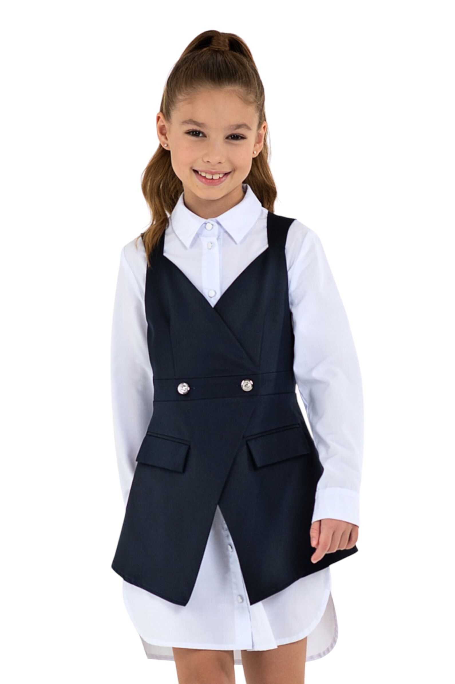 Жилет дев. АРТ.1123,син,пэ-вис